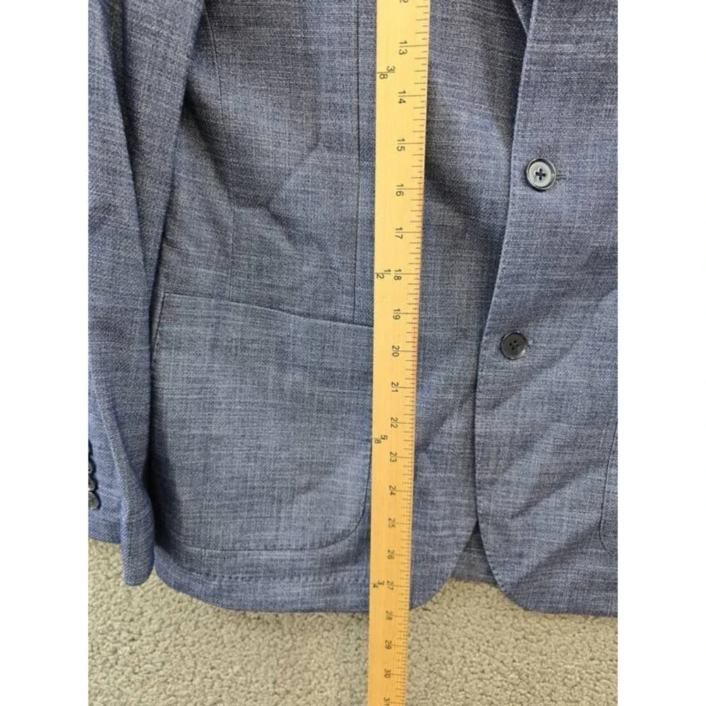 Calvin Klein Solid Slim Fit Soft Sport Coat Men's 40R Blue Button Closure L/S